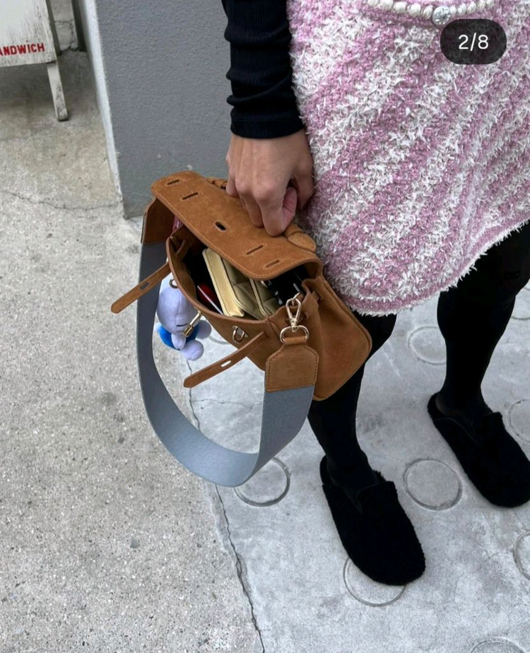 페퍼윤윤 스웨이드 쁘띠 백 카멜--7