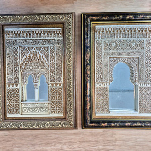 스페인 수공예품 조각액자 2개 그라나다 알함브라 궁전