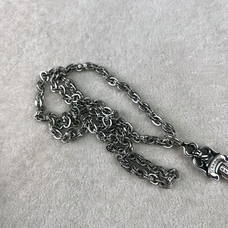 크롬하츠 대거+페이퍼체인 92.5 목걸이--4