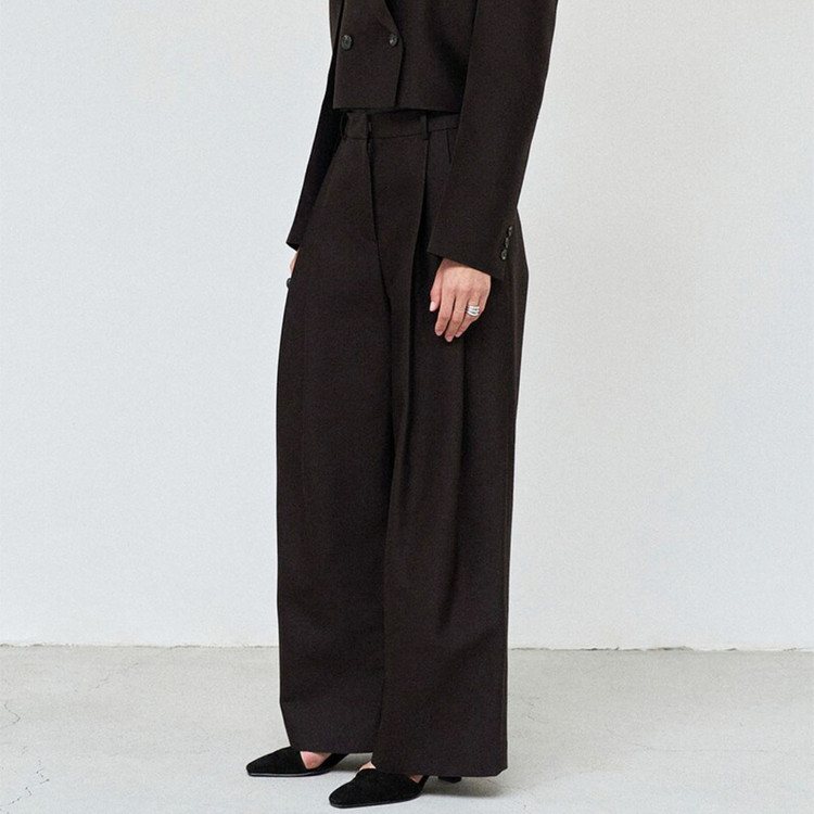 블러썸에이치컴퍼니(BLOSSOM) 블랙 하이웨스트 울 와이드슬랙스 55 새상품--1