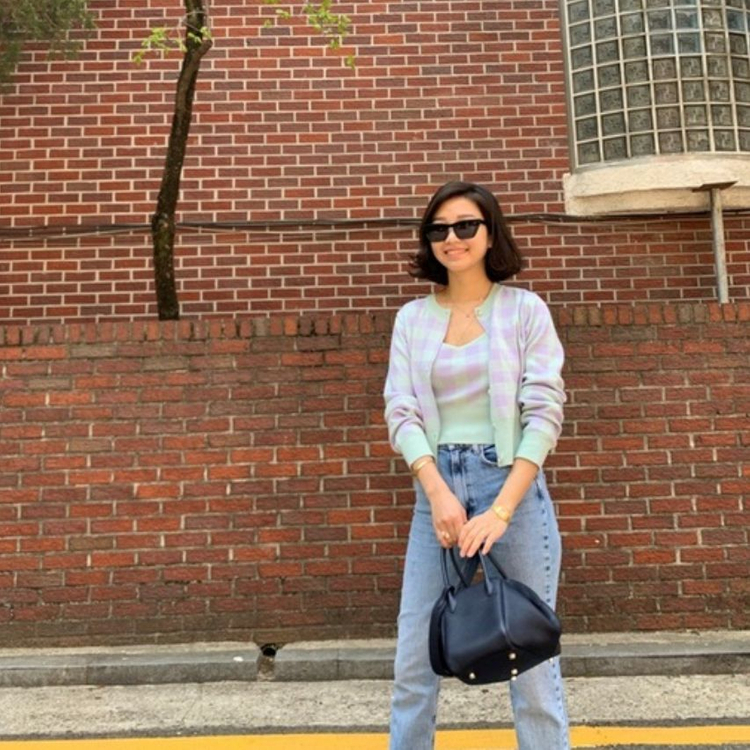 봉마셰(BONGMARCHE) 체크니트 트윈세트 55-66 새상품--1