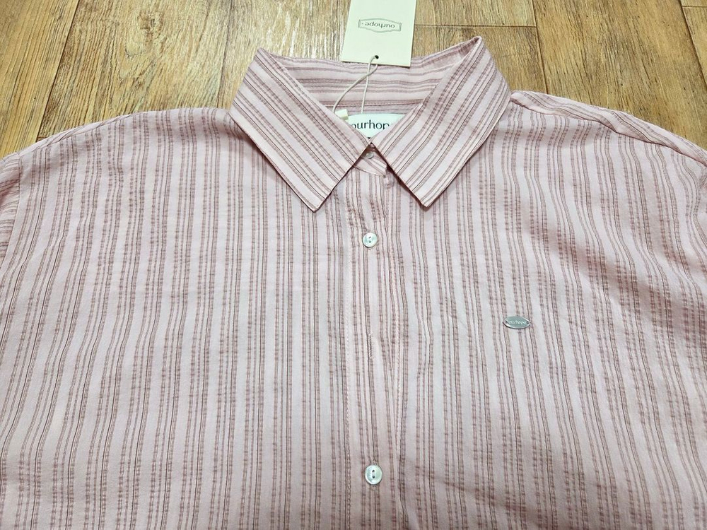 아워호프(OURHOPE) 시어서커 스트라이프 셔츠 프리사이즈 새상품--4