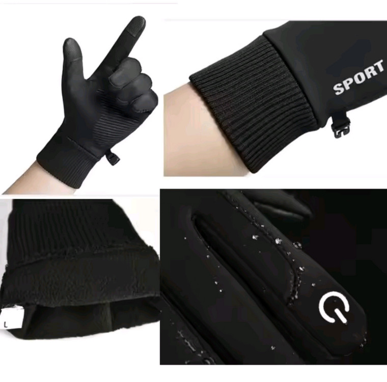 (미사용) 블랙 스포츠 양털장갑 [보온 ,방한 ,방수 ,스마트폰터치]--5