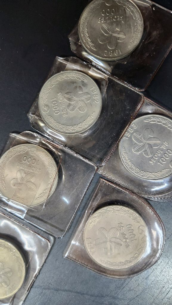 88 서울올림픽 기념 주화 천원 6개--3