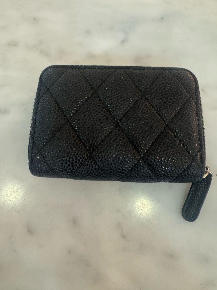 샤넬 캐비어 레더 지퍼 카드지갑--1