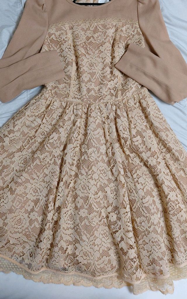 레니본 베이지레이스원피스55 아이디룩--1