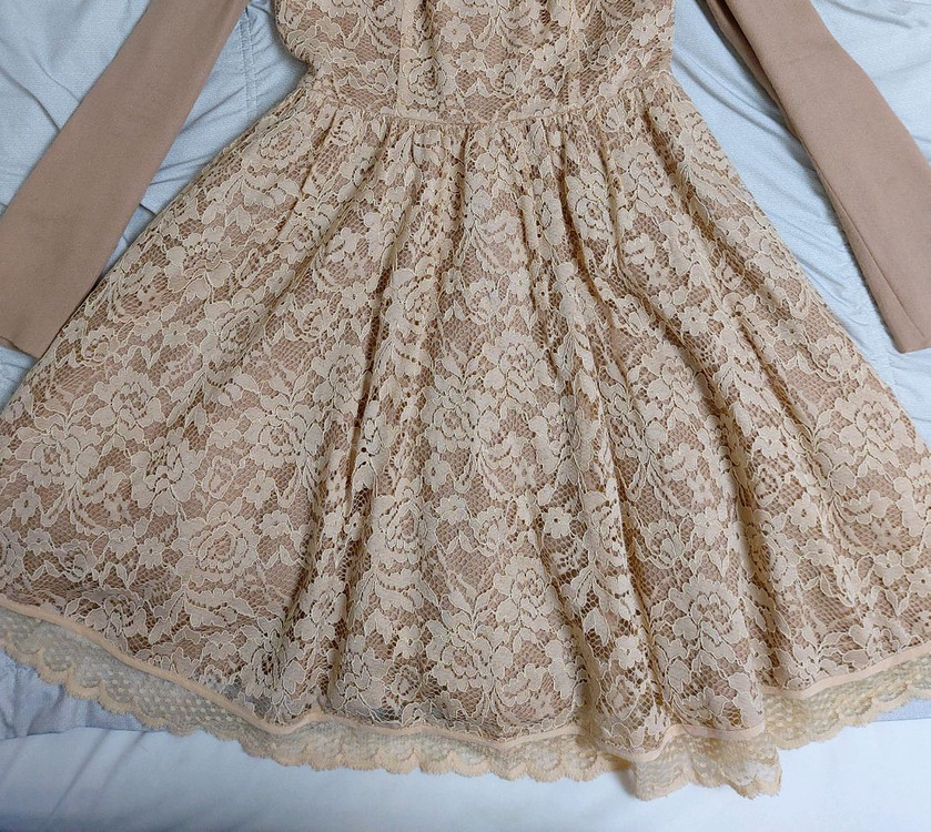 레니본 베이지레이스원피스55 아이디룩--2