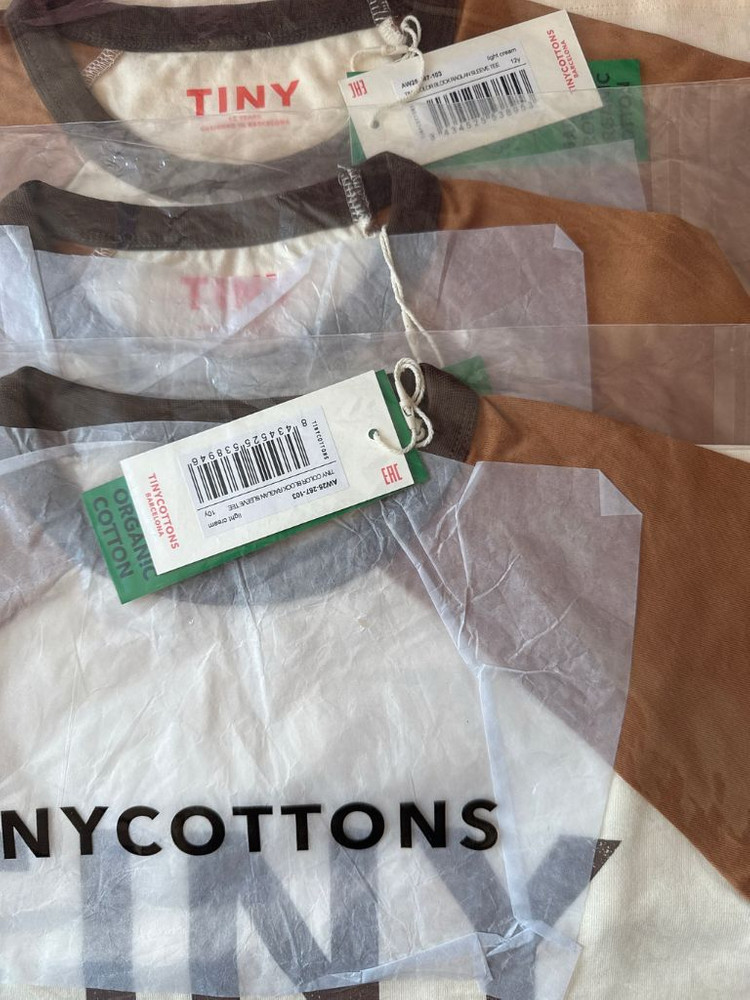 (새상품, 정품) 25aw 타이니코튼 타이니 컬러블락 라그랑 긴팔 티셔츠, 크림 10y, 12y--2