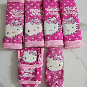 헬로키티 차량용품 안전벨트커버 기어커버 도트패턴 CD바이져 정리 이미지