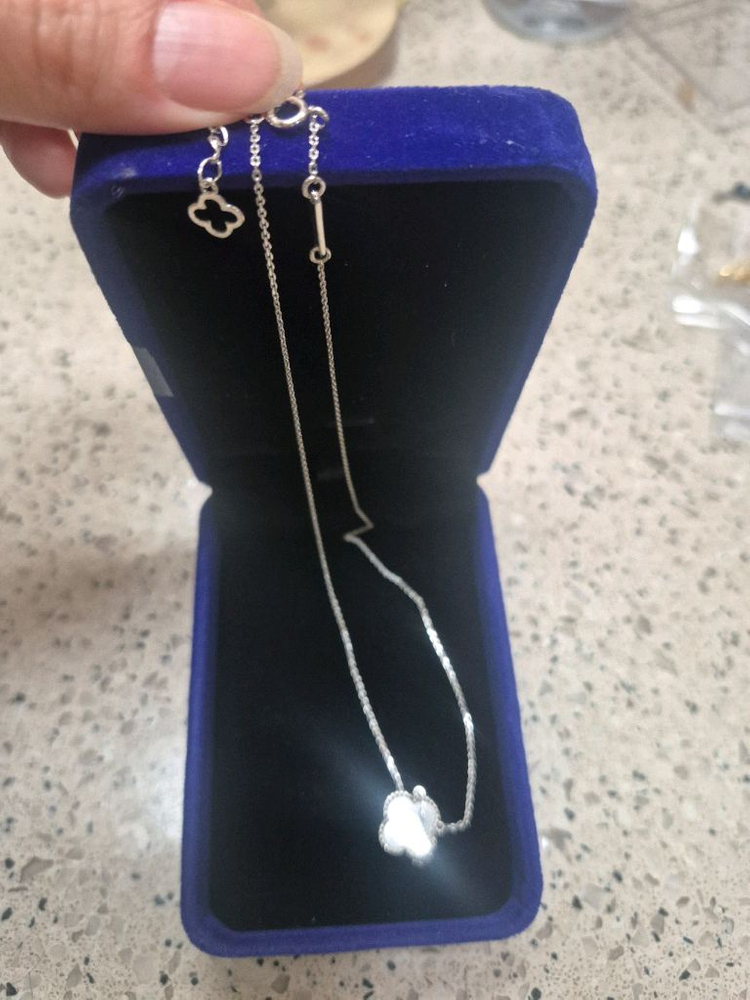 실버925 자개클로버 목걸이--1