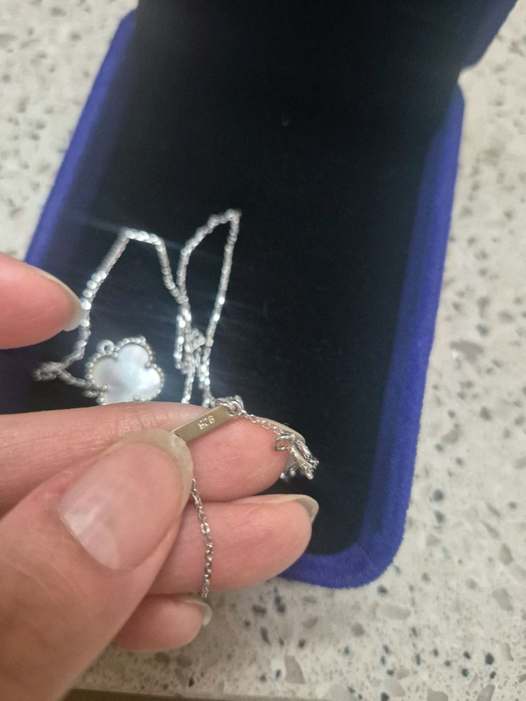 실버925 자개클로버 목걸이--2