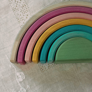어브달 무지개 파스텔 발도르프 교구 원목장난감