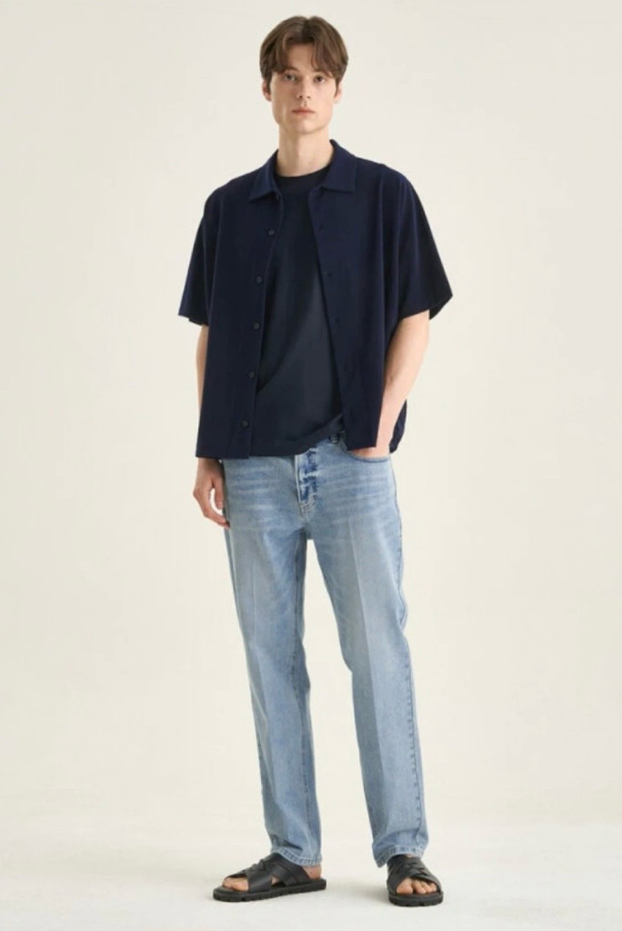 [새제품] 타임옴므 밴딩 헴 하프 슬리브 셔츠 (반팔셔츠) 100사이즈 팝니다--2