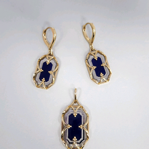 골든듀 18k 지베르니(파란) 귀걸이 펜던트 세트