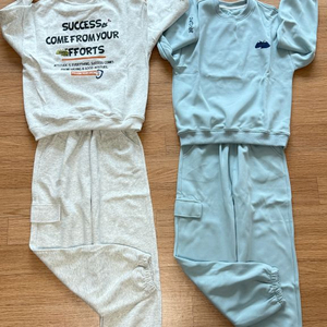 새상품.140.150 특양면 도톰한 맨투맨+바지 상하복 세트~