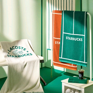 스타벅스 라코스테 테니스 트렌타올 비치타월 프리퀸시 프리퀸시 미개봉 새상품 스트라이프