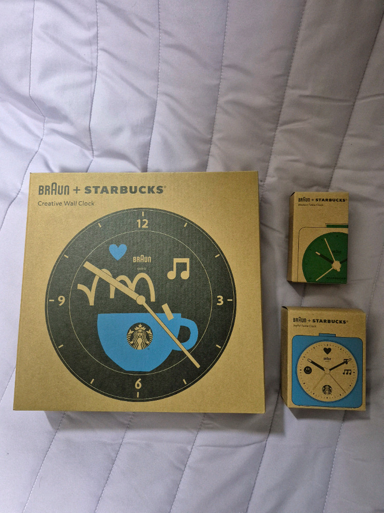 스타벅스 브라운 콜라보 탁상 시계 2종 일괄 9,000원 (낱개 5,000원) 새상품 미개봉 프리퀀시--4