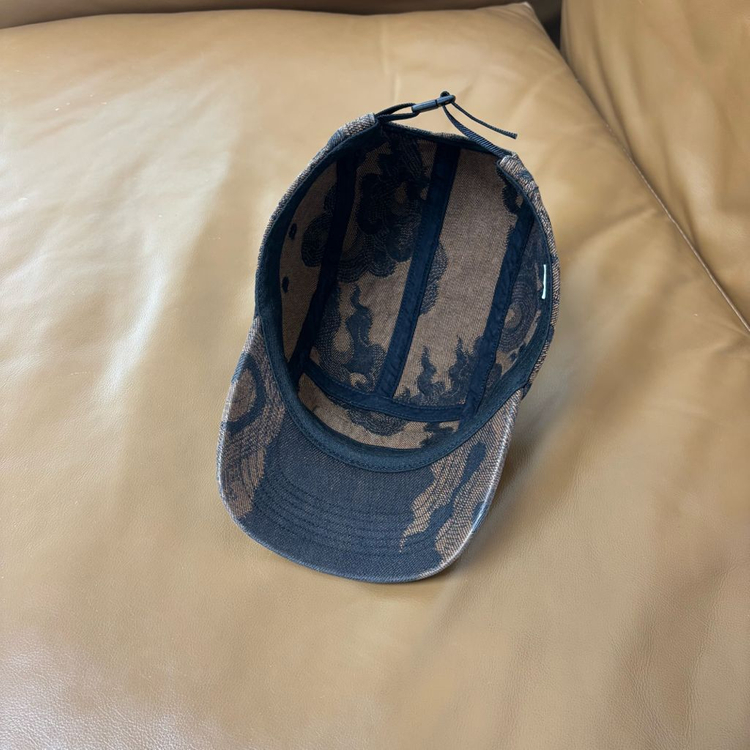 슈프림 캠프캡 모자 박스로고 플레임 자카드 데님 브라운--5