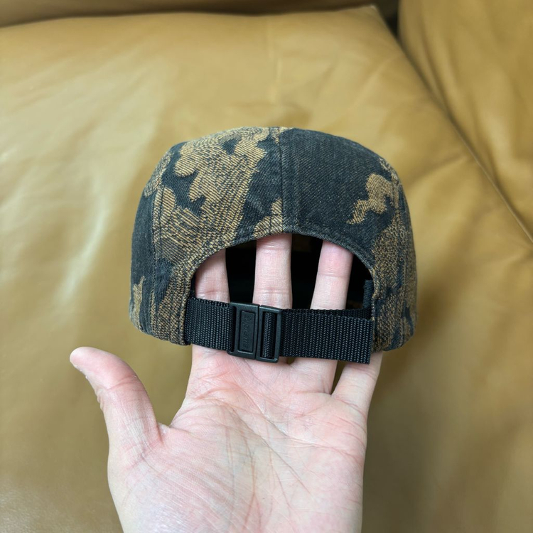 슈프림 캠프캡 모자 박스로고 플레임 자카드 데님 브라운--6