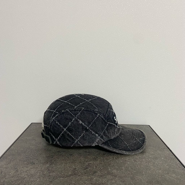 (OS) 슈프림 박스로고 캠프캡 모자 펀치드 데님 블랙--3