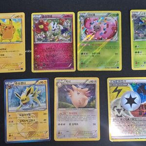 포켓몬카드(피카츄, 플라엣테, 비비용, 나무킹, 쥬피썬더, 픽시, 특수에너지) 일괄, 개별 판매 고전문구 이미지