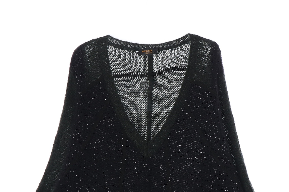 DIESEL 디젤 울56% 카키 배색 브이넥 가오리핏 니트 원피스 XS--2