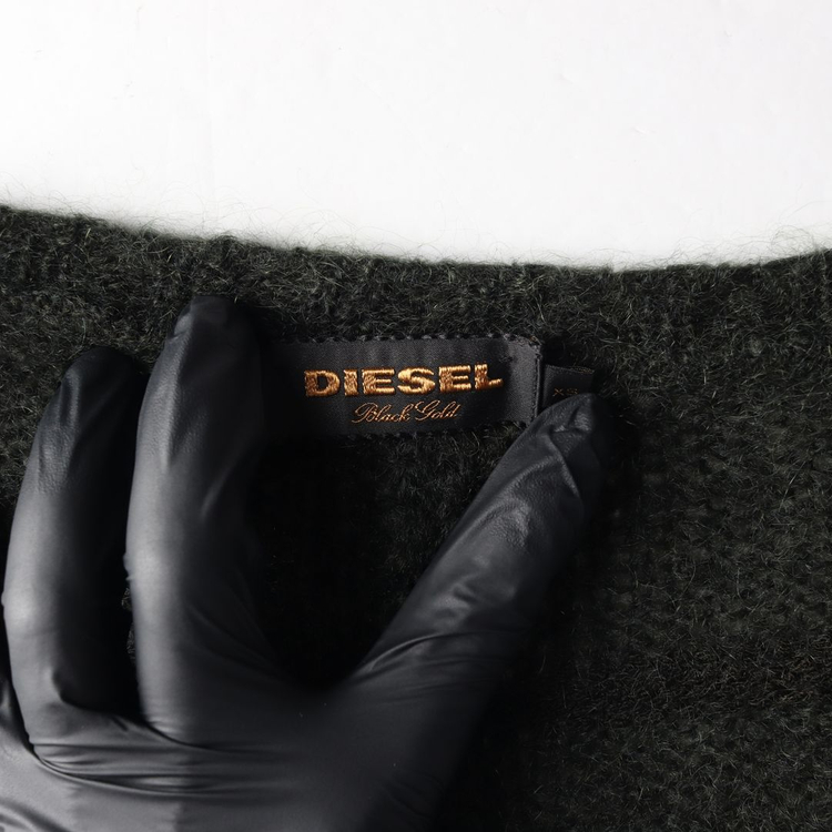 DIESEL 디젤 울56% 카키 배색 브이넥 가오리핏 니트 원피스 XS--5