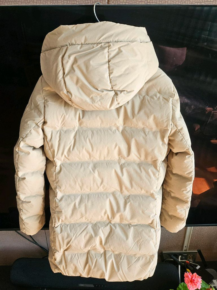 유니클로 여성 베이지 다운 롱패딩 L--1