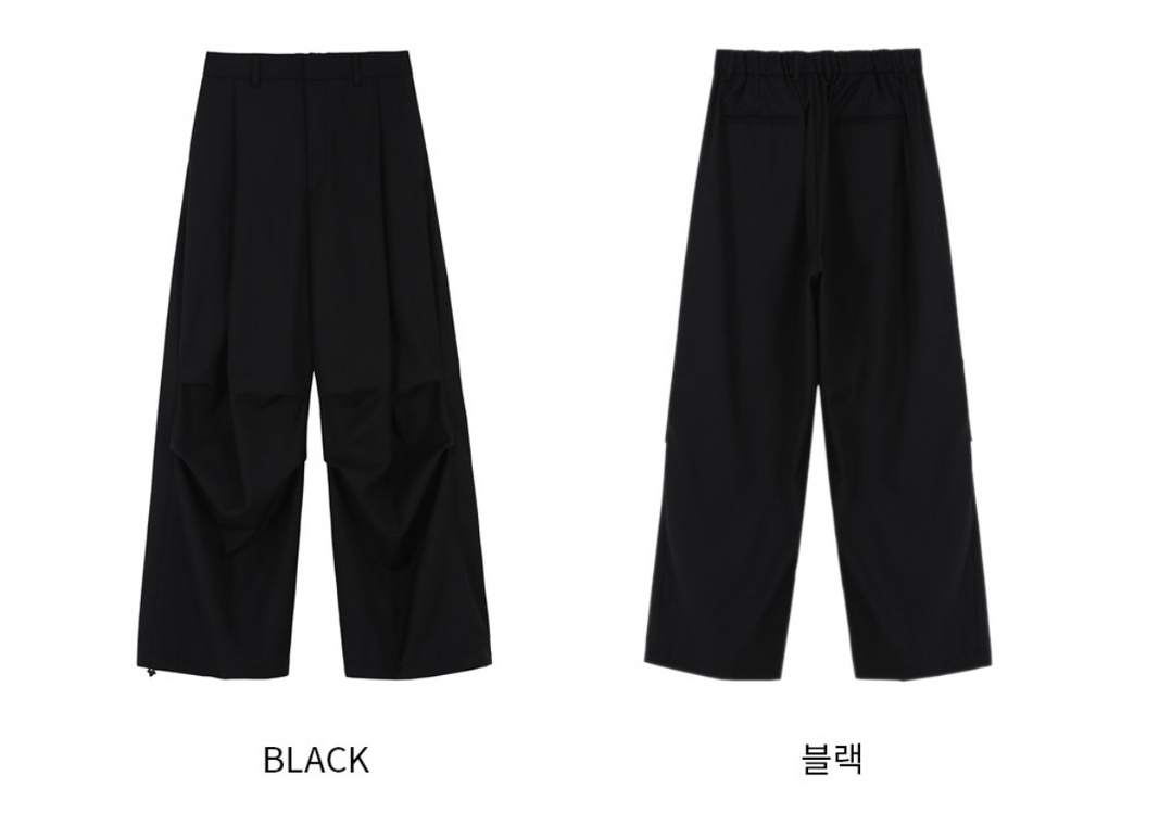 아르반 파라슈트 하프 밴딩 슬랙스 팬츠 블랙--1