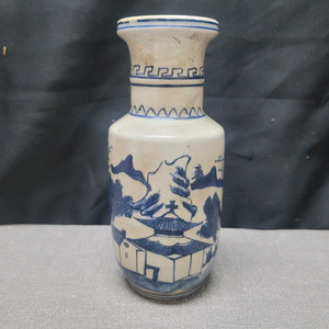 백자 청화 산수문 통호 도자기