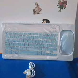 10인치 무선 블루투스 키보드 마우스 세트 블루