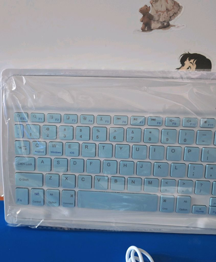 10인치 무선 블루투스 키보드 마우스 세트 블루--2