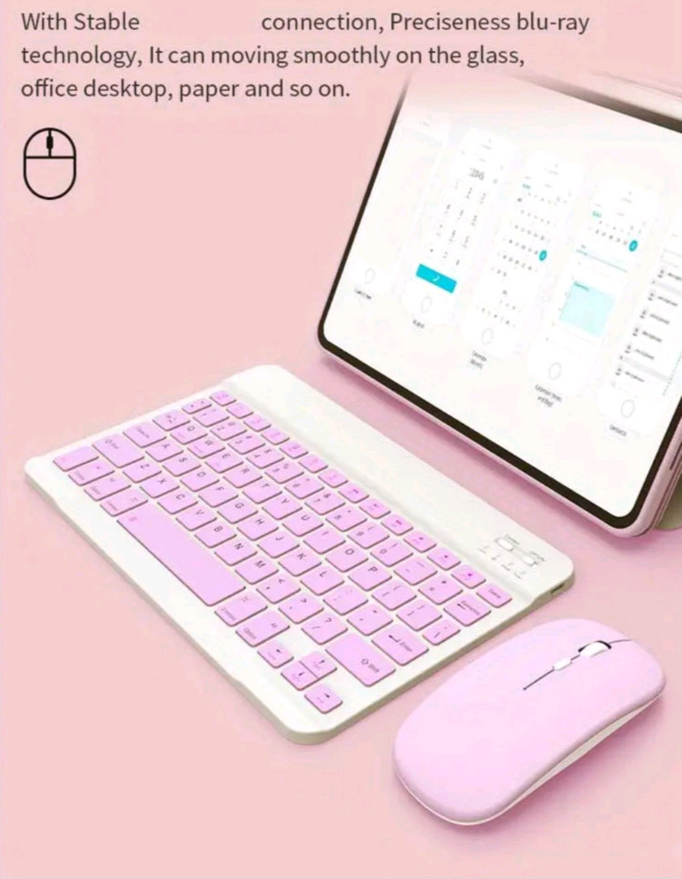 10인치 무선 블루투스 키보드 마우스 세트 블루--7