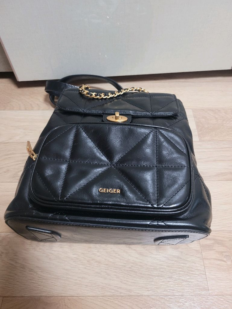 가이거 퀼팅 레더백팩 팝니다--5