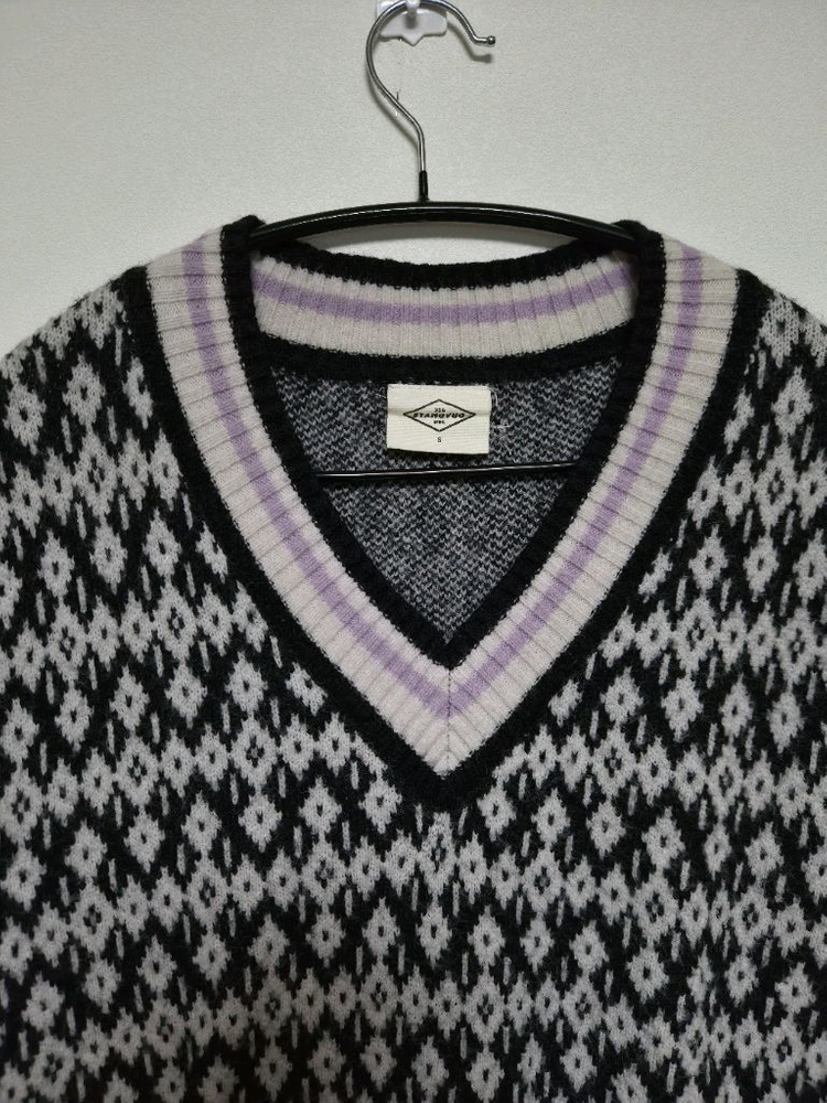 제너럴아이디어 빈티지 아가일 베스트 니트 S--2