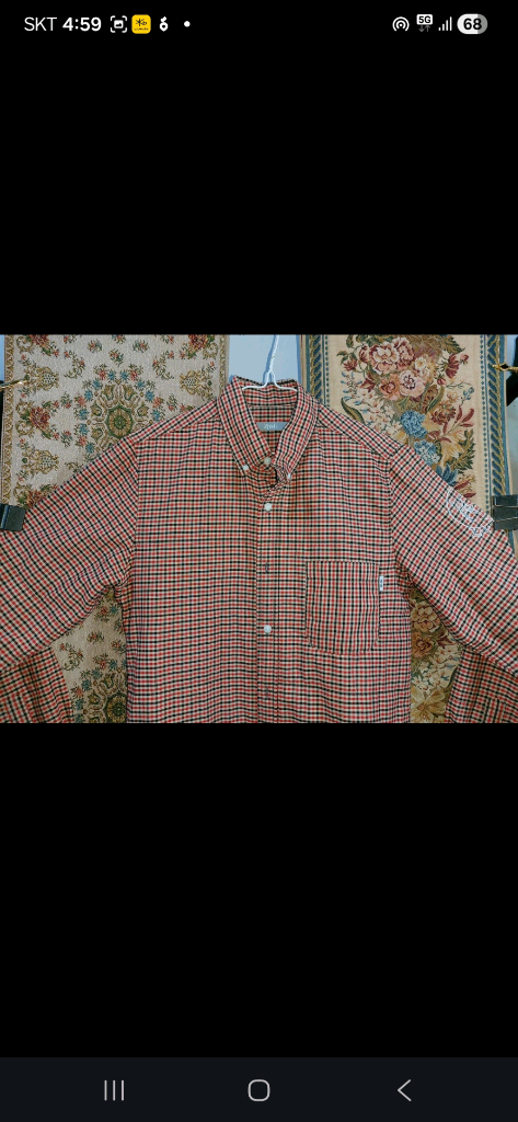 M 지플리시 슬림핏 내피 체크 셔츠 상태A--3