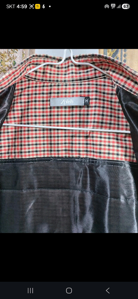 M 지플리시 슬림핏 내피 체크 셔츠 상태A--7