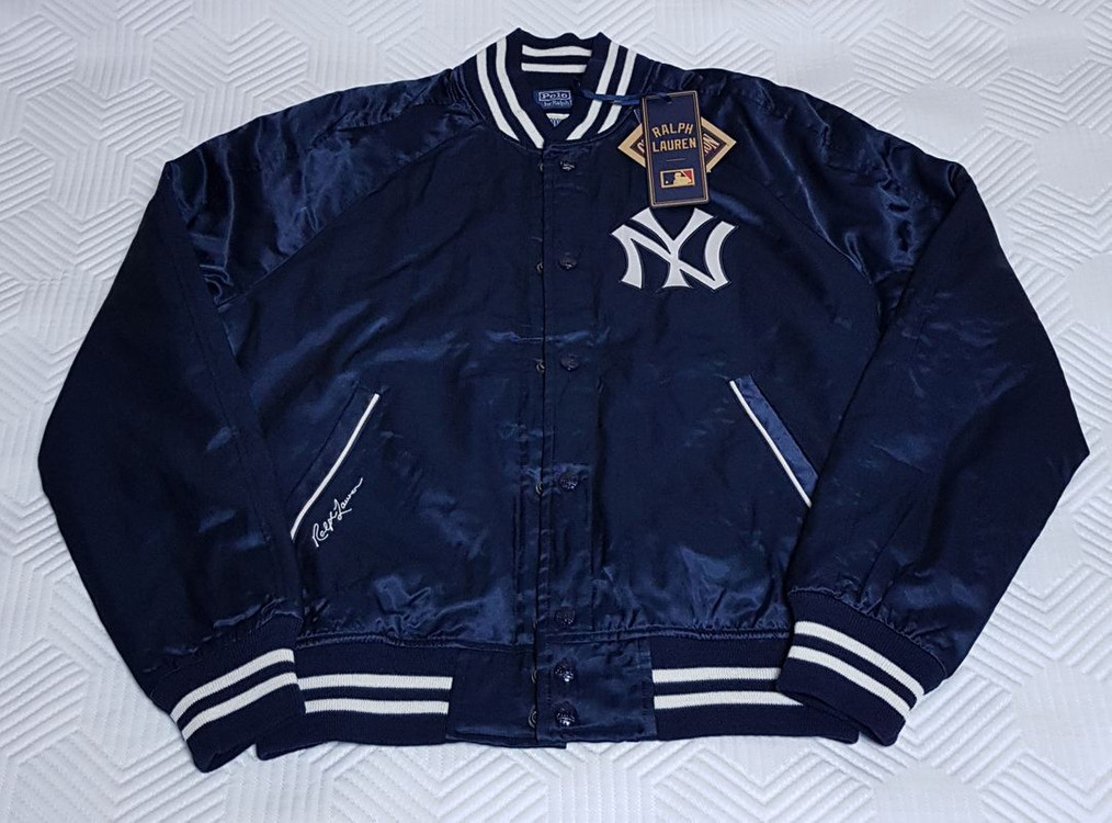 [새상품/M] 폴로 x MLB 뉴욕 양키스 바시티 새틴 자켓 팝니다.--1