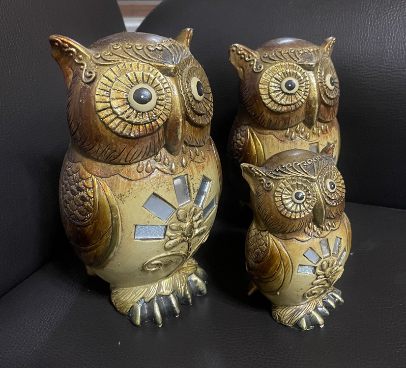 부엉이 장식 세가족--1