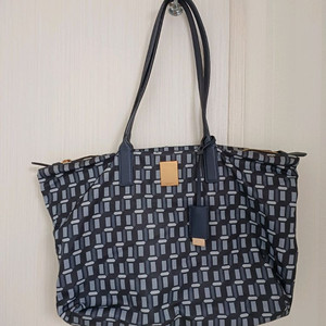 쿠론 네이비패턴 쇼퍼백