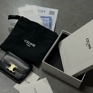 [정품][풀구성]셀린느 트리옹프 플랩 카드지갑 블랙