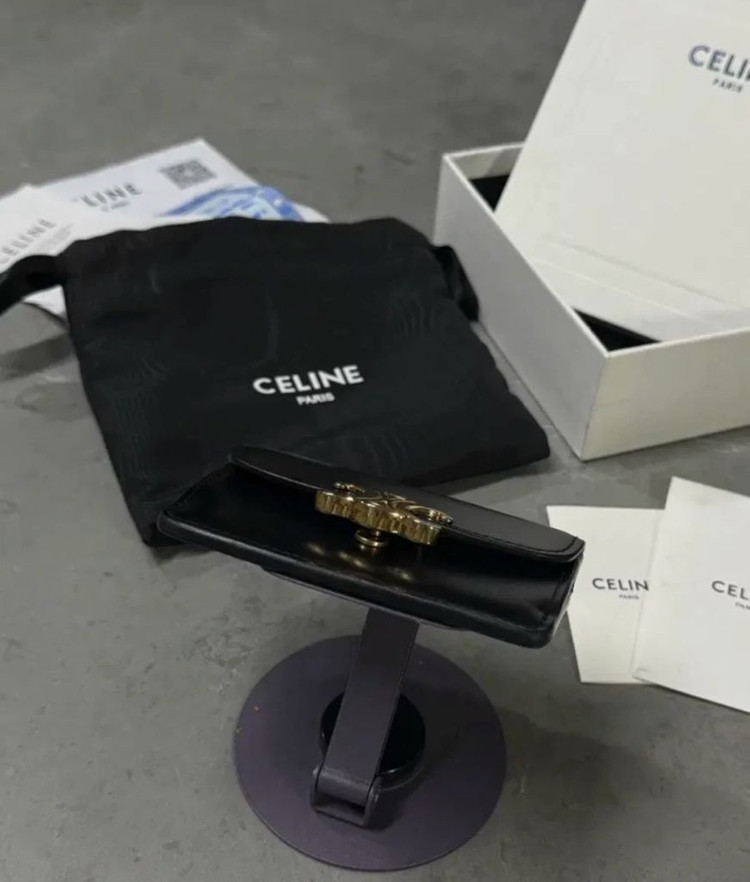 [정품][풀구성]셀린느 트리옹프 플랩 카드지갑 블랙--4