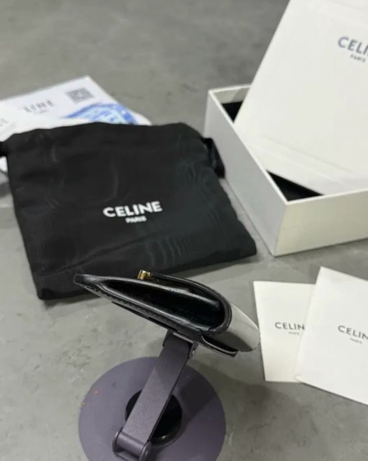 [정품][풀구성]셀린느 트리옹프 플랩 카드지갑 블랙--5