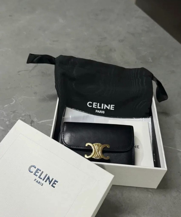 [정품][풀구성]셀린느 트리옹프 플랩 카드지갑 블랙--7