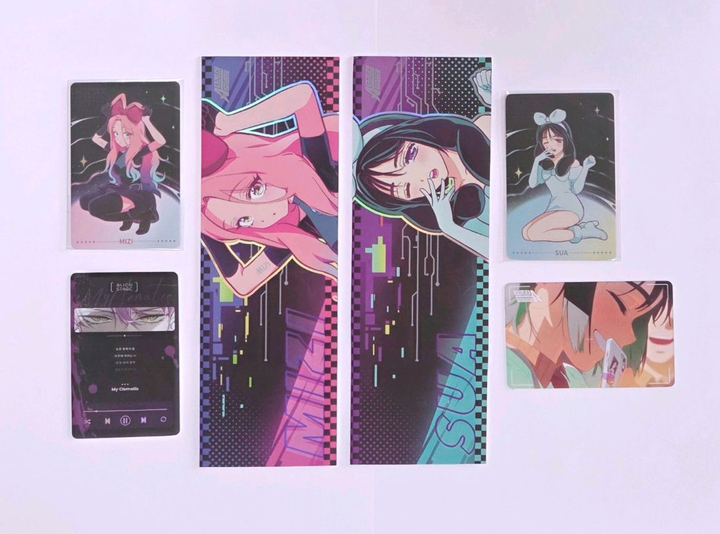 6개일괄 에이스테 미지 수아 바니스테 토끼 포카 홀로그램 티켓 특전 투명 포토카드 레코드판 이미지