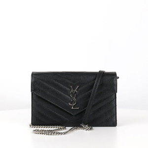 [중고명품다올] 생로랑 모노그램 엔벨로프 WOC 체인 크로스백 블랙 은장 393953