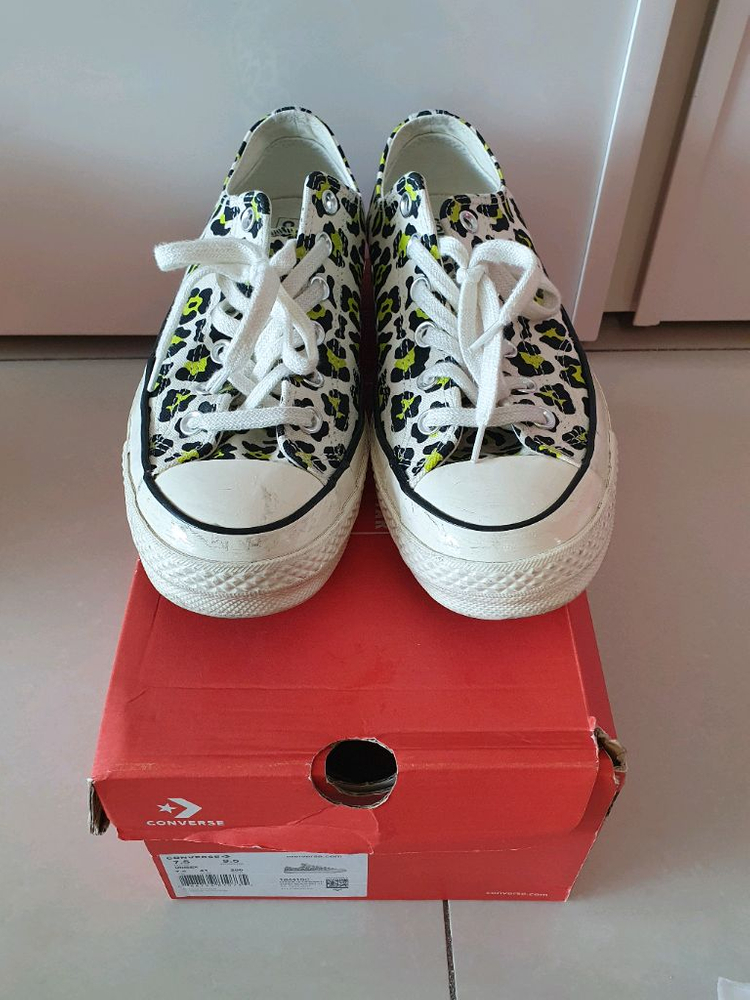 3번착용/컨버스 척 70 OX 이지렛 블랙 레오파드/260mm사이즈--1