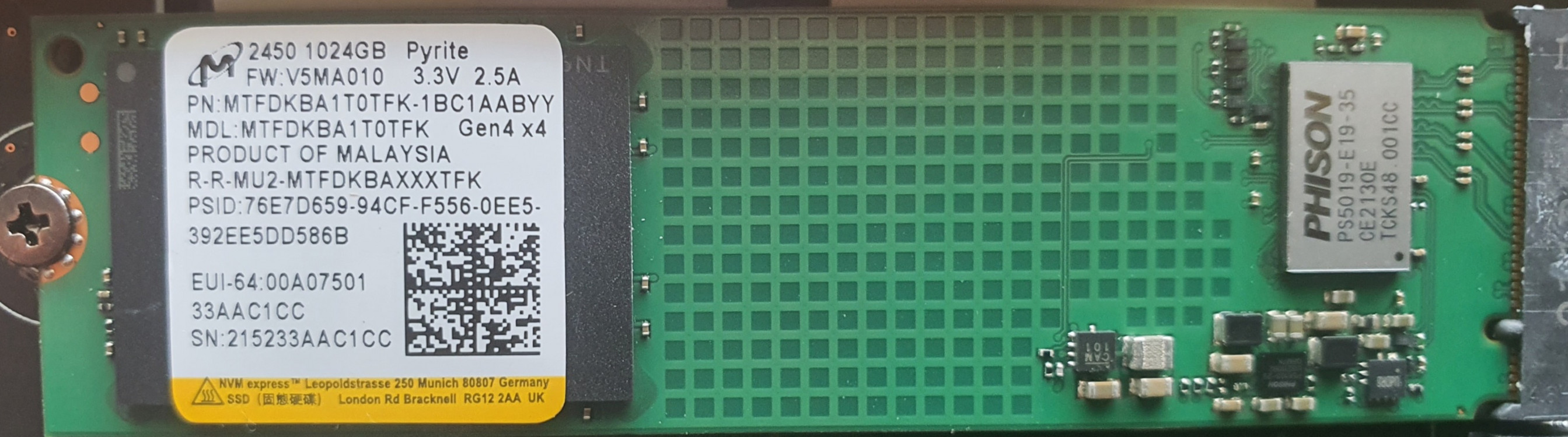 Micron 2450 GEN4 SSD 1TB / M.2 SSD USB 케이스+SN550 256G--1