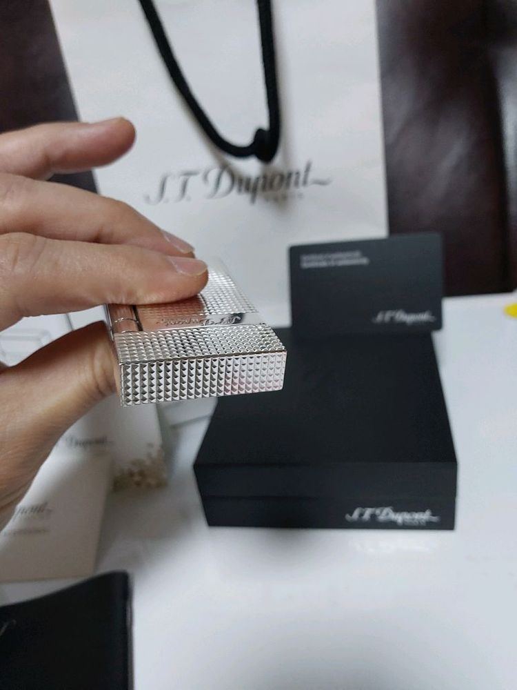 [새상품급,풀세트] 듀퐁라이터 라인2 신형 ca16184 은장 쌍불 듀퐁 라이타--6