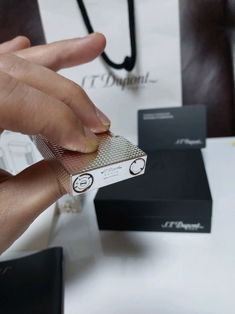 [새상품급,풀세트] 듀퐁라이터 라인2 신형 ca16184 은장 쌍불 듀퐁 라이타--7